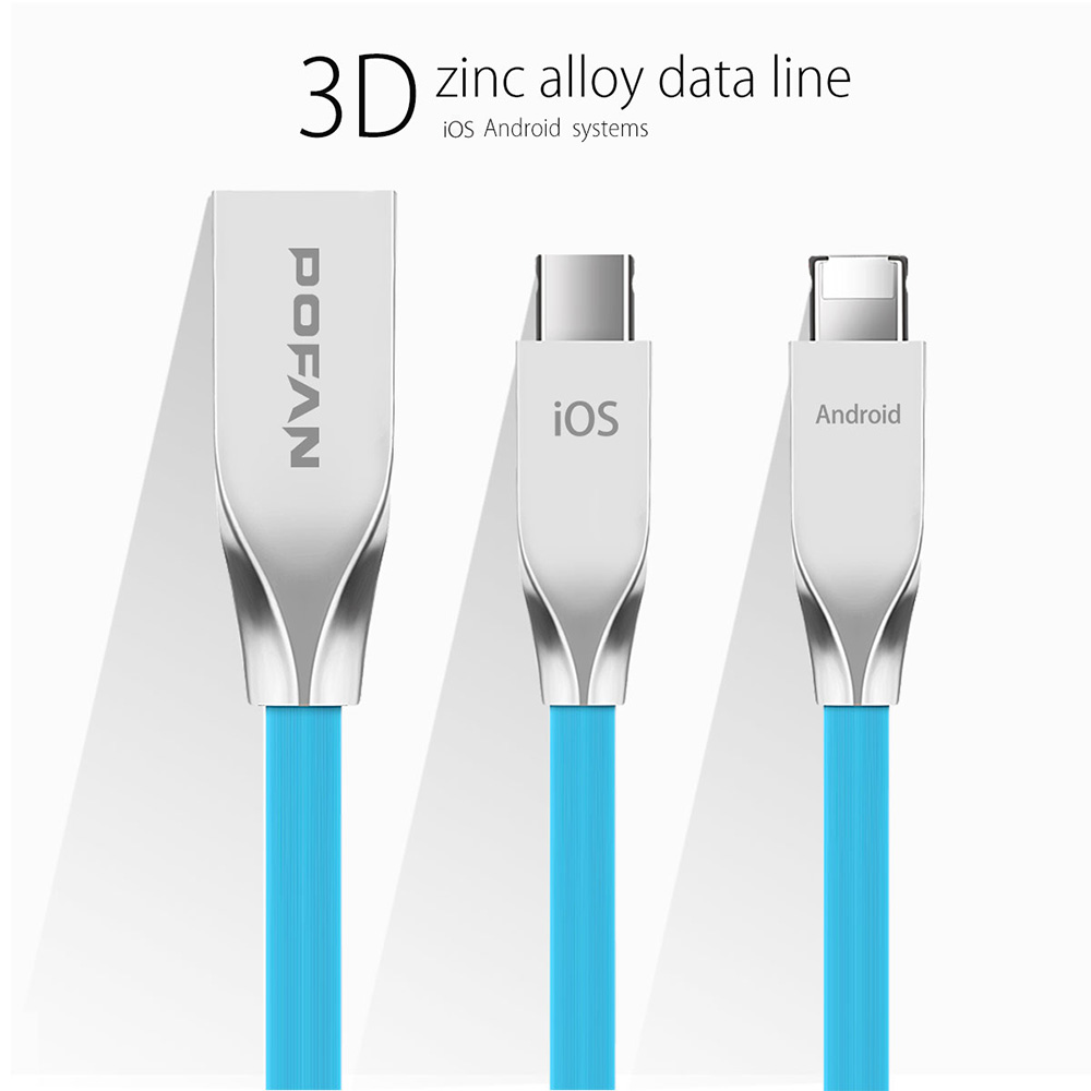 POFAN Zinc Alloy Housing 8 Pin Micro USB Data Transfer and Charging Cable for iPhone Samsung PVC Anti-twining Cord - 120cm POFAN Zinc Alloy Housing 8 Pin Micro USB Data Transfer and Charging Cable for iPhone Samsung PVC Anti-twining Cord - 120cm