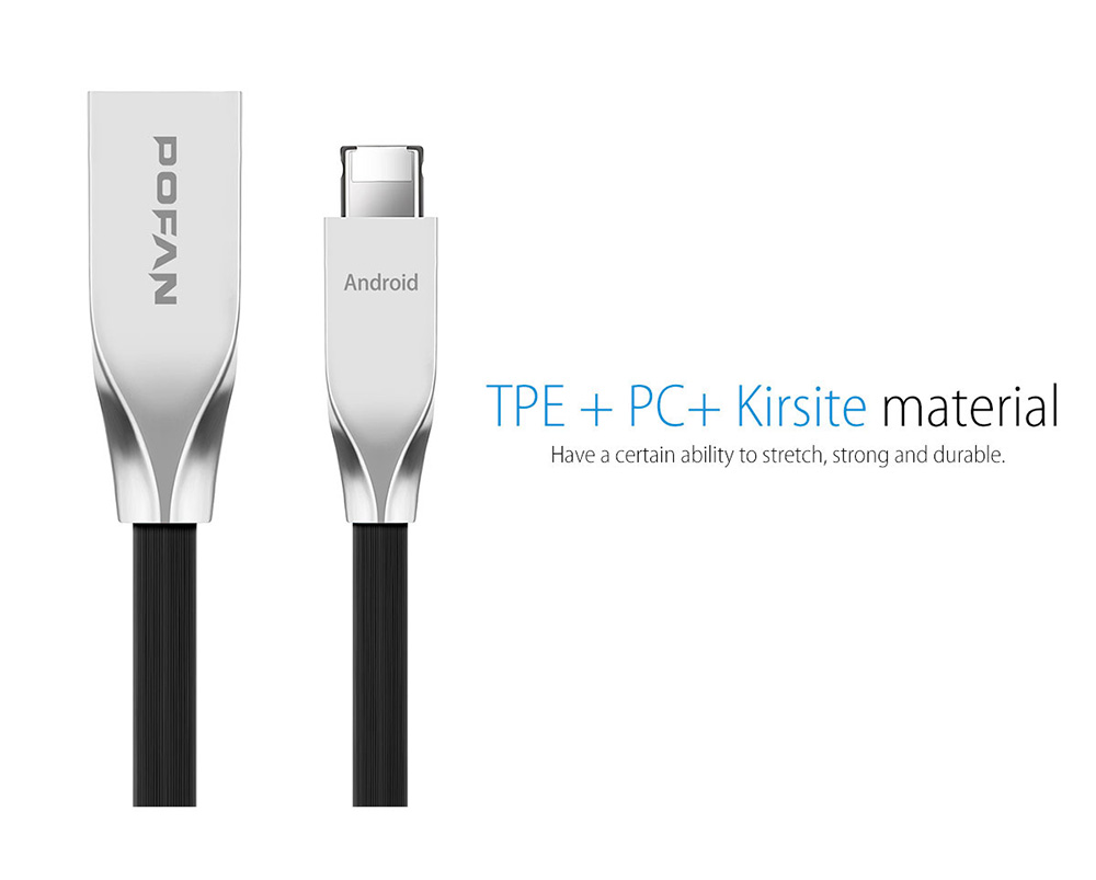 POFAN Zinc Alloy Housing 8 Pin Micro USB Data Transfer and Charging Cable for iPhone Samsung PVC Anti-twining Cord - 120cm POFAN Zinc Alloy Housing 8 Pin Micro USB Data Transfer and Charging Cable for iPhone Samsung PVC Anti-twining Cord - 120cm