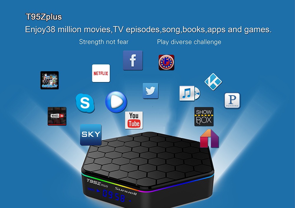 Sunvell T95Z Plus Set-top Box Amlogic S912 Octa Core 4K x 2K H.265 Decoding Android 7.1 2.4G + 5G Dual Band WiFi Sunvell T95Z Plus Set-top Box Amlogic S912 Octa Core 4K x 2K H.265 Decoding Android 7.1 2.4G + 5G Dual Band WiFi