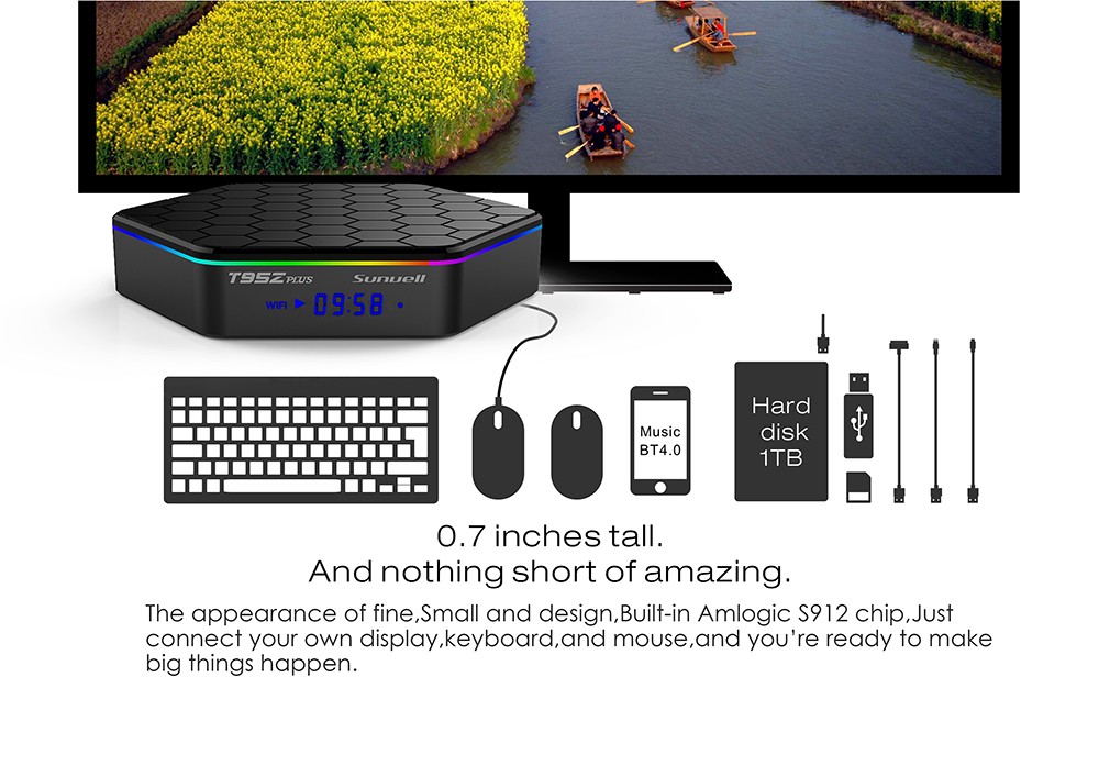 Sunvell T95Z Plus Set-top Box Amlogic S912 Octa Core 4K x 2K H.265 Decoding Android 7.1 2.4G + 5G Dual Band WiFi Sunvell T95Z Plus Set-top Box Amlogic S912 Octa Core 4K x 2K H.265 Decoding Android 7.1 2.4G + 5G Dual Band WiFi