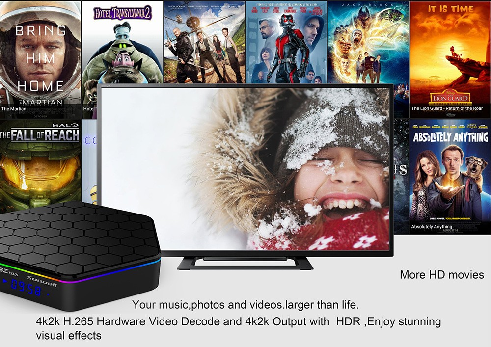 Sunvell T95Z Plus Set-top Box Amlogic S912 Octa Core 4K x 2K H.265 Decoding Android 7.1 2.4G + 5G Dual Band WiFi Sunvell T95Z Plus Set-top Box Amlogic S912 Octa Core 4K x 2K H.265 Decoding Android 7.1 2.4G + 5G Dual Band WiFi