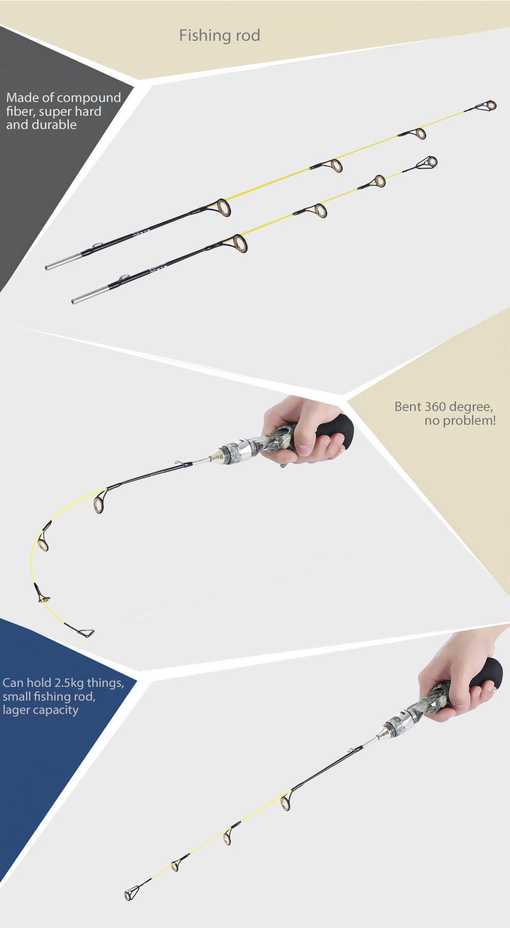 LEO Professional Compound Fiber Ice Fishing Rod Fish Pole