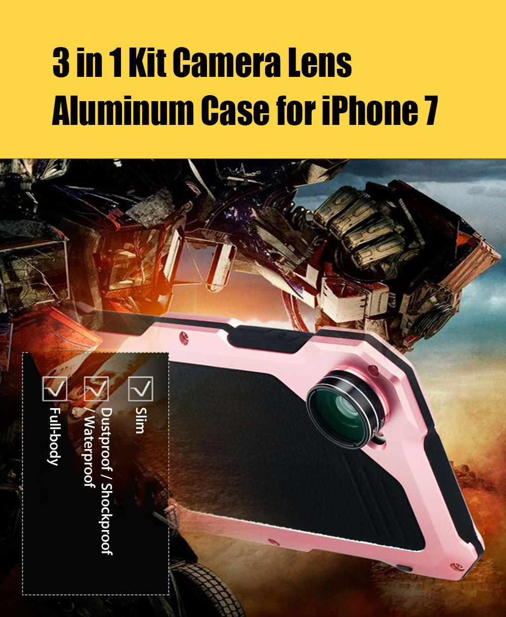 3 in 1 198 Degree Fisheye / 15X Macro / 0.63X Wide Angle Lens IP54 Dustproof Shockproof Protective Cover for iPhone 7 3 in 1 198 Degree Fisheye / 15X Macro / 0.63X Wide Angle Lens IP54 Dustproof Shockproof Protective Cover for iPhone 7