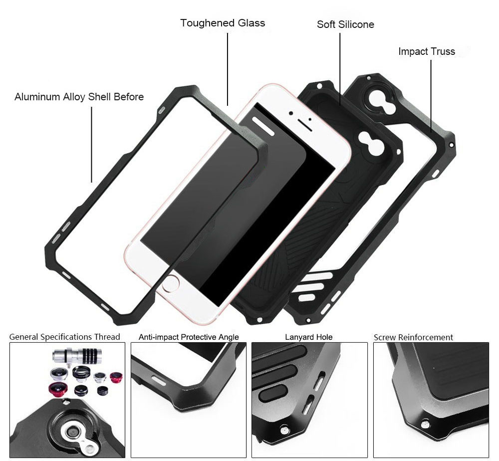 3 in 1 198 Degree Fisheye / 15X Macro / 0.63X Wide Angle Lens IP54 Dustproof Shockproof Protective Cover for iPhone 7 3 in 1 198 Degree Fisheye / 15X Macro / 0.63X Wide Angle Lens IP54 Dustproof Shockproof Protective Cover for iPhone 7