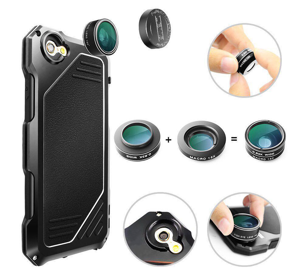 3 in 1 198 Degree Fisheye / 15X Macro / 0.63X Wide Angle Lens IP54 Dustproof Shockproof Protective Cover for iPhone 7 3 in 1 198 Degree Fisheye / 15X Macro / 0.63X Wide Angle Lens IP54 Dustproof Shockproof Protective Cover for iPhone 7