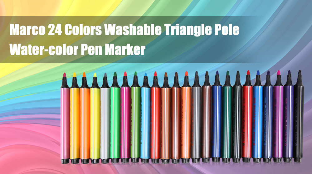 Marco 1232 24 Colors Washable Triangle Pole Water-color Pen Marker Marco 1232 24 Colors Washable Triangle Pole Water-color Pen Marker