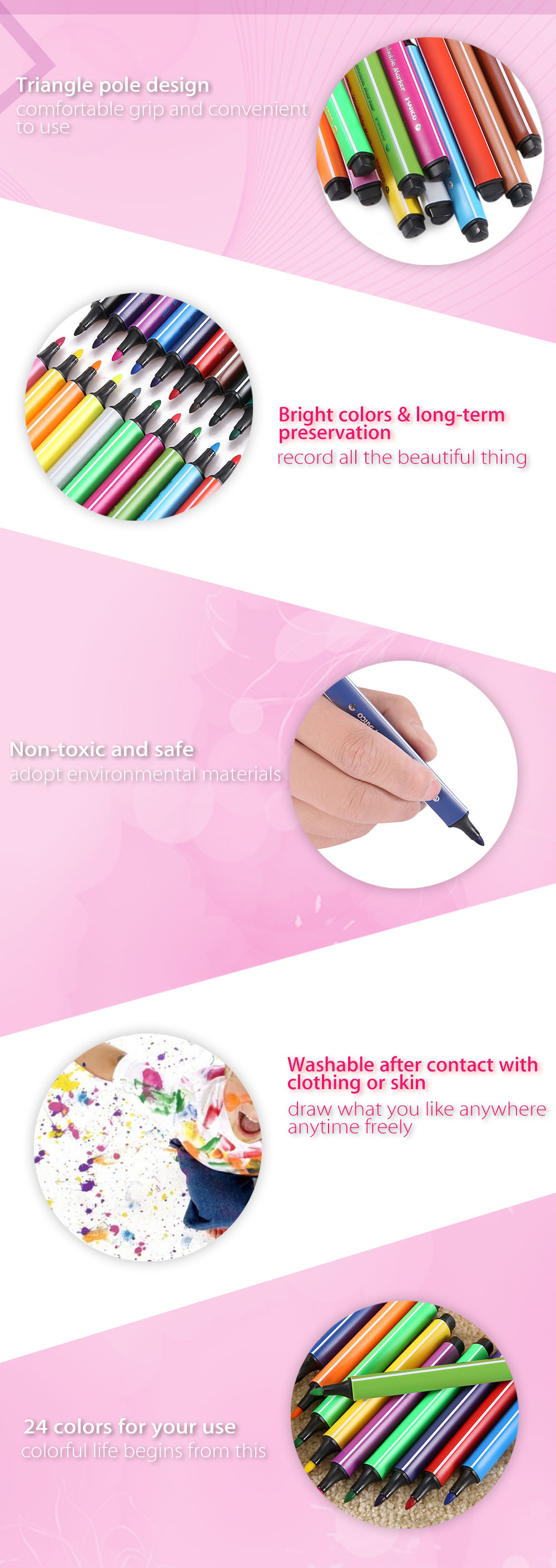 Marco 1232 24 Colors Washable Triangle Pole Water-color Pen Marker Marco 1232 24 Colors Washable Triangle Pole Water-color Pen Marker