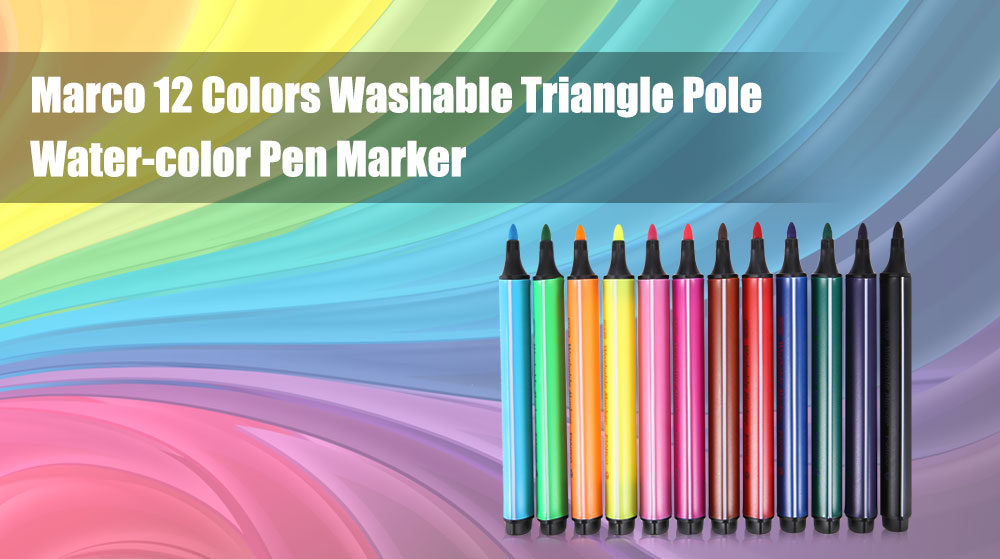 Marco 1232 12 Colors Washable Triangle Pole Water-color Pen Marker Marco 1232 12 Colors Washable Triangle Pole Water-color Pen Marker
