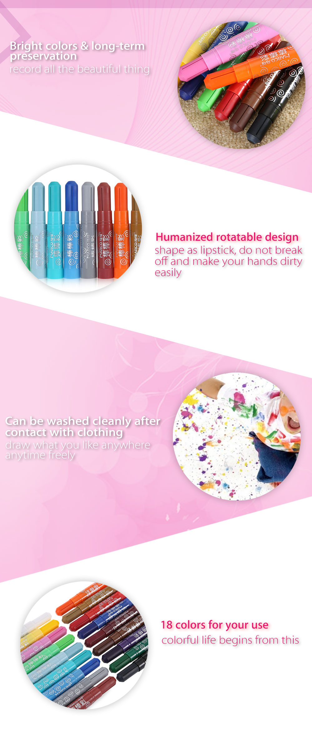 Marco 2500 - 18CB 18 Colors Rotatable Oil Painting Stick Marco 2500 - 18CB 18 Colors Rotatable Oil Painting Stick
