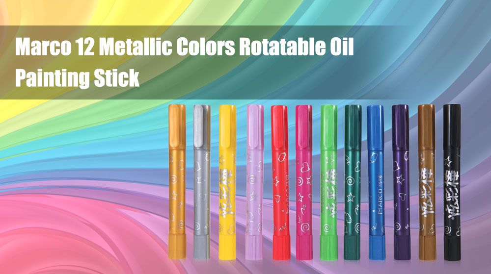 Marco 2502 - 12CB 12 Metallic Colors Rotating Oil Painting Stick Marco 2502 - 12CB 12 Metallic Colors Rotating Oil Painting Stick