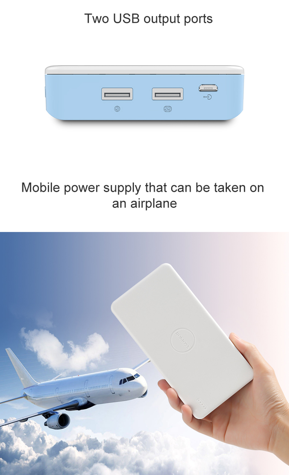 ROMOSS PB20XC Quick Charge 2.0 20000mAh Portable Universal External Battery