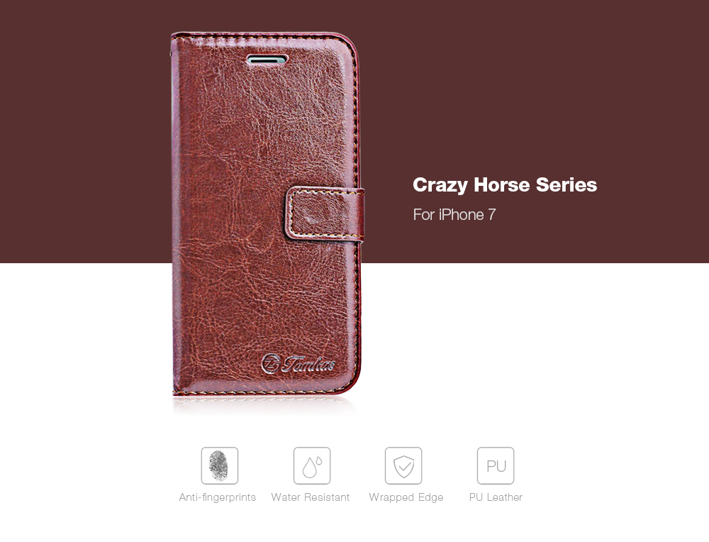 Tomkas Crazy Horse Series Magnetic Flip PU Leather Stand Case Wallet Cover for iPhone 7 Tomkas Crazy Horse Series Magnetic Flip PU Leather Stand Case Wallet Cover for iPhone 7