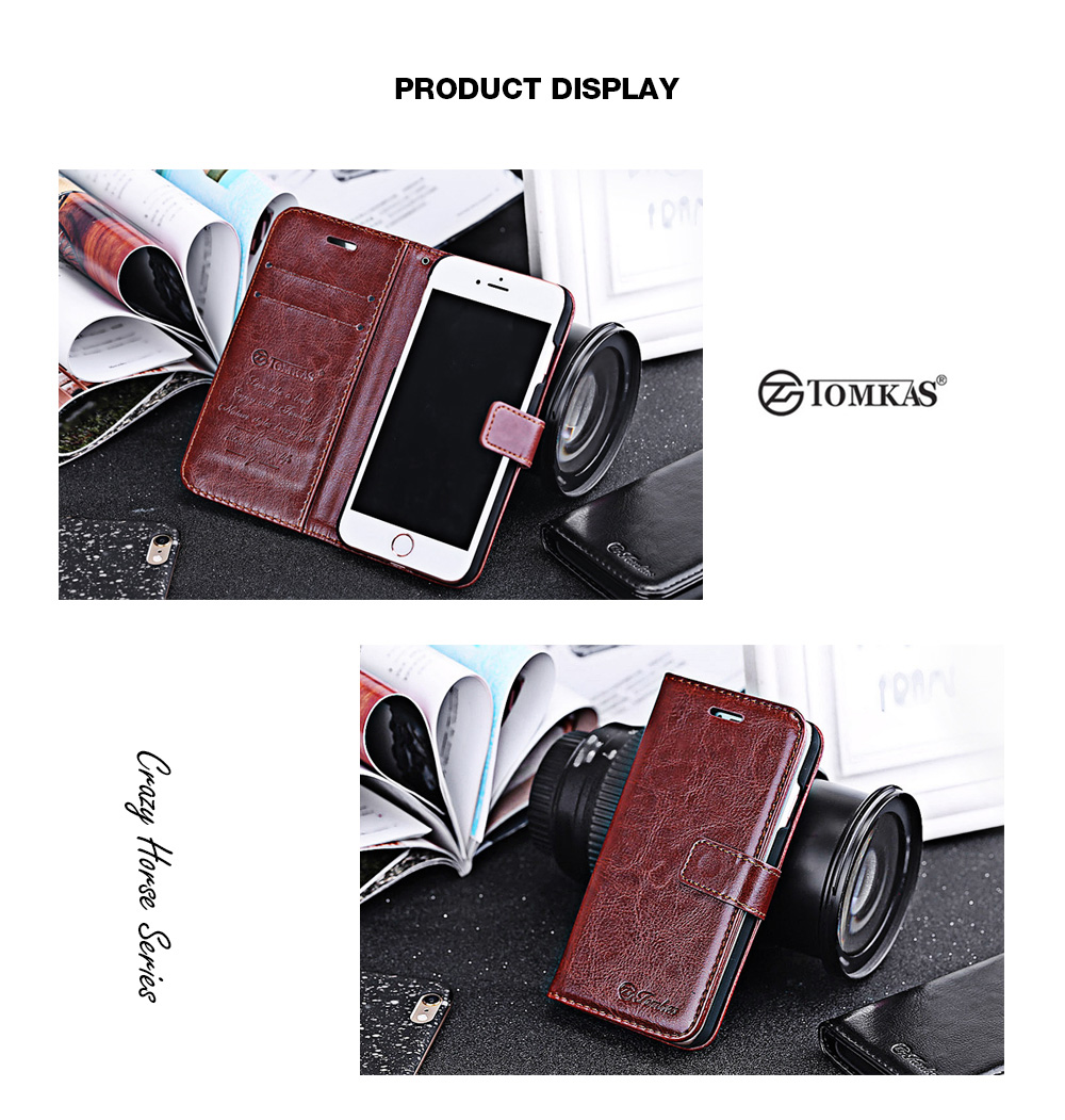 Tomkas Crazy Horse Series Magnetic Flip PU Leather Stand Case Wallet Cover for iPhone 7 Tomkas Crazy Horse Series Magnetic Flip PU Leather Stand Case Wallet Cover for iPhone 7