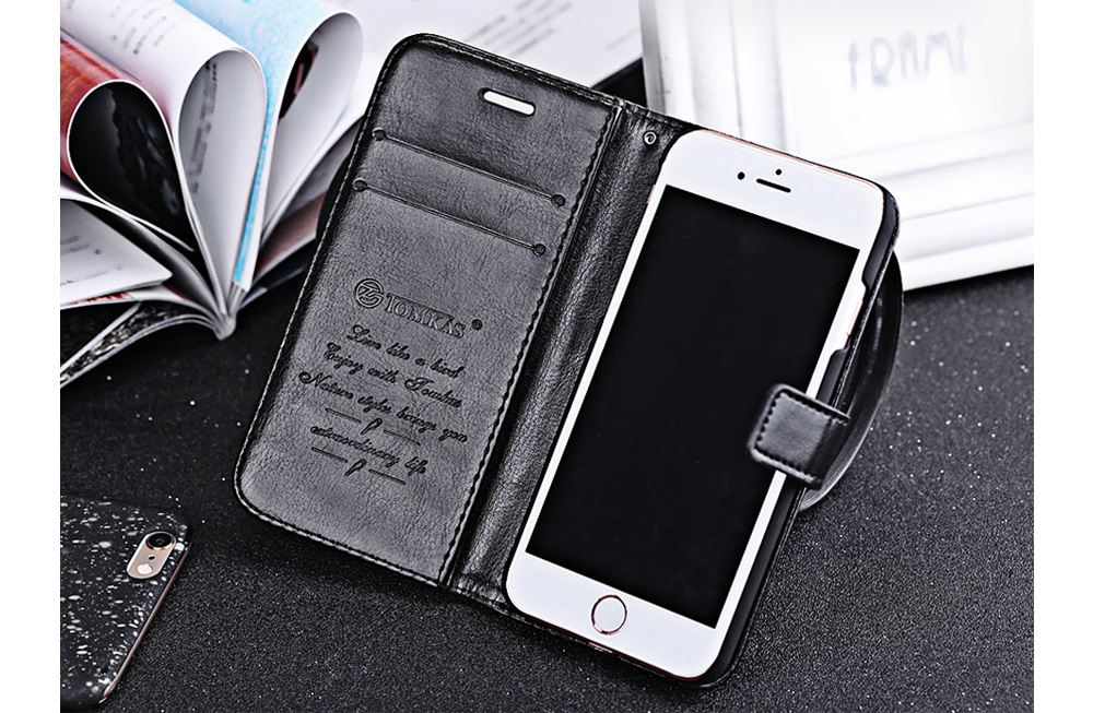 Tomkas Crazy Horse Series Magnetic Flip PU Leather Stand Case Wallet Cover for iPhone 7 Tomkas Crazy Horse Series Magnetic Flip PU Leather Stand Case Wallet Cover for iPhone 7