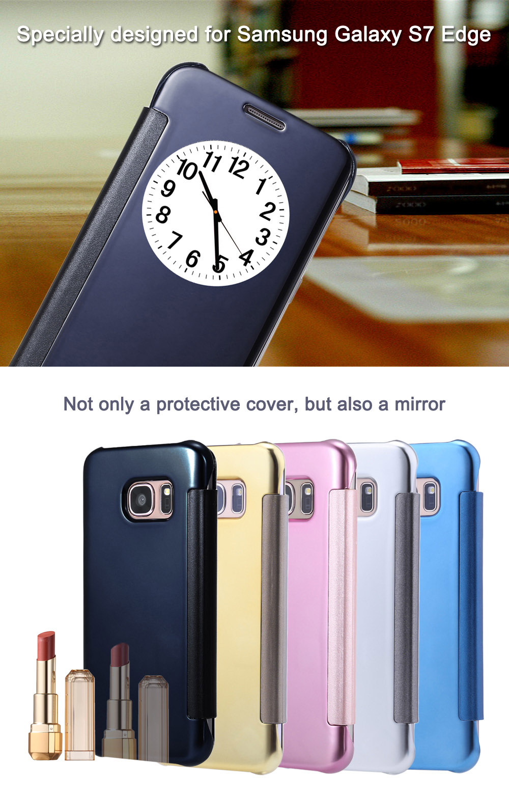 Mirror Luxury PC Flip Cover Case with Auto Sleep Wake Up Function for Samsung Galaxy S7