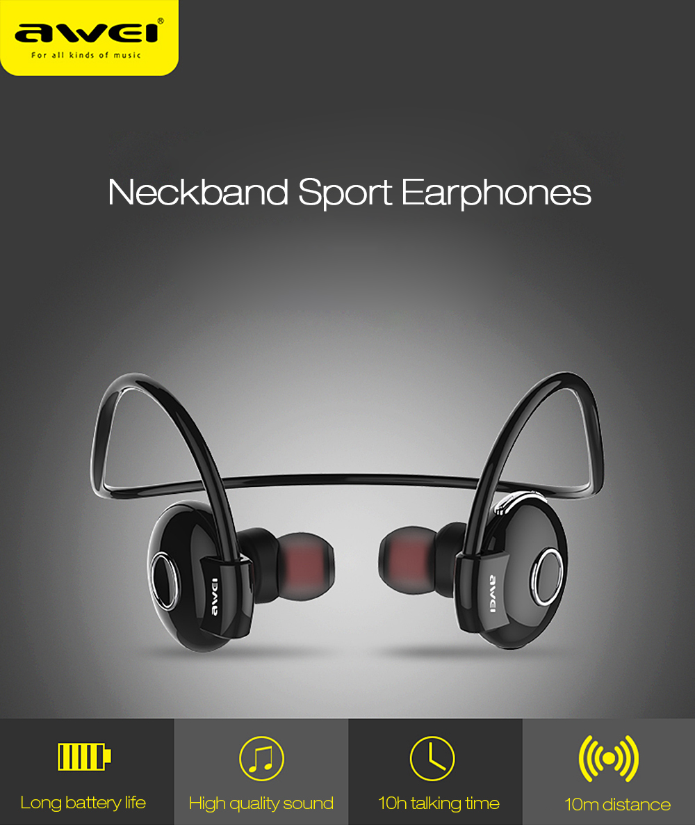 Awei A845BL Bluetooth V4.1 Noise Reduction Neckband Earphones Awei A845BL Bluetooth V4.1 Noise Reduction Neckband Earphones