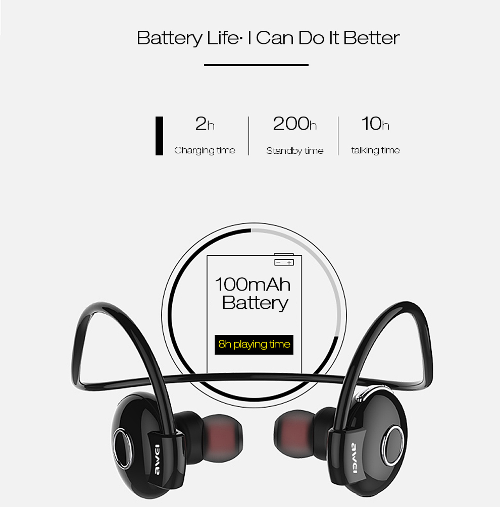 Awei A845BL Bluetooth V4.1 Noise Reduction Neckband Earphones Awei A845BL Bluetooth V4.1 Noise Reduction Neckband Earphones