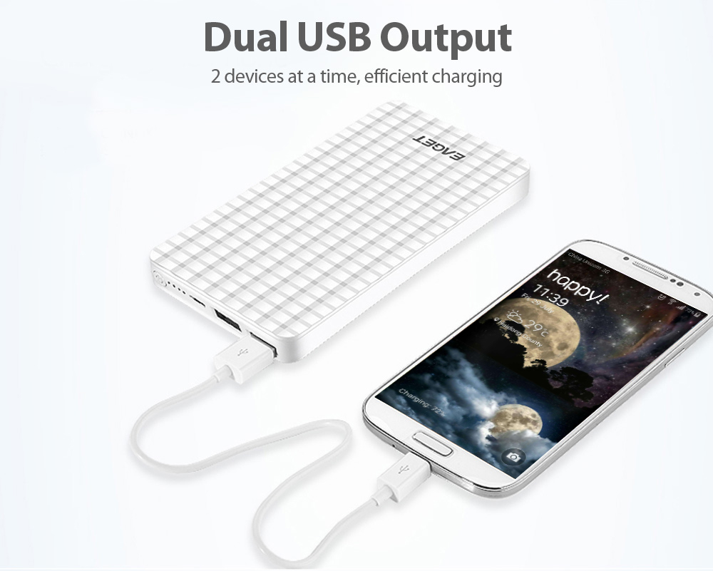 EAGET C6 10000mAh Big Capacity Power Bank Dual USB Output Portable Charger EAGET C6 10000mAh Big Capacity Power Bank Dual USB Output Portable Charger