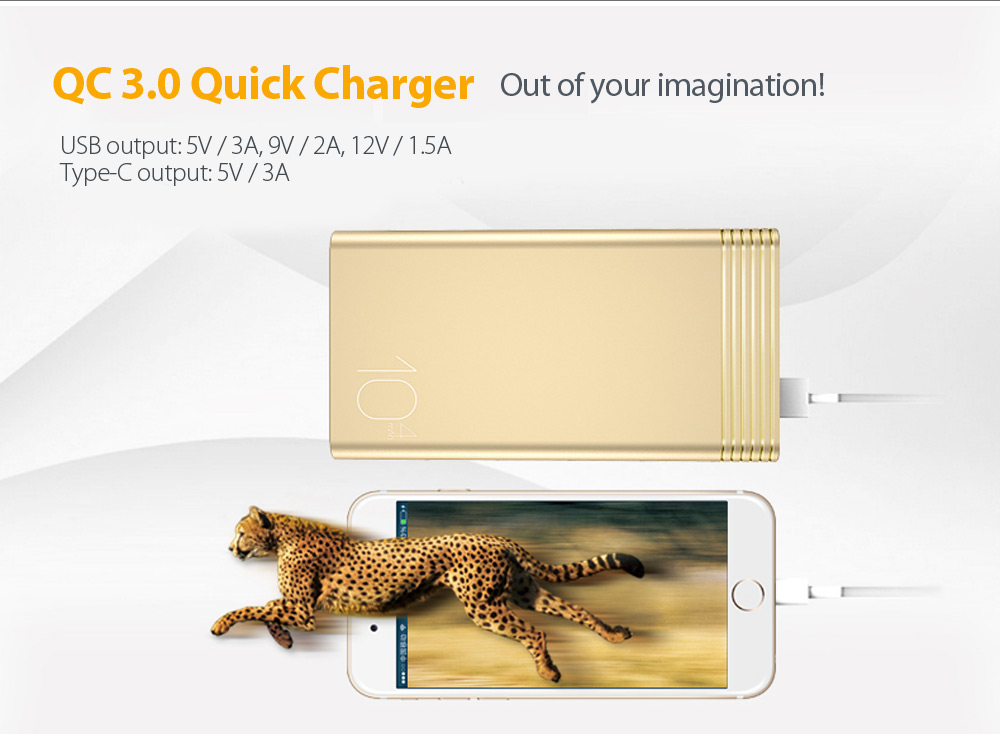 EAGET EQ10 10000mAh QC 3.0 Power Bank with Type-C Input Output Port EAGET EQ10 10000mAh QC 3.0 Power Bank with Type-C Input Output Port