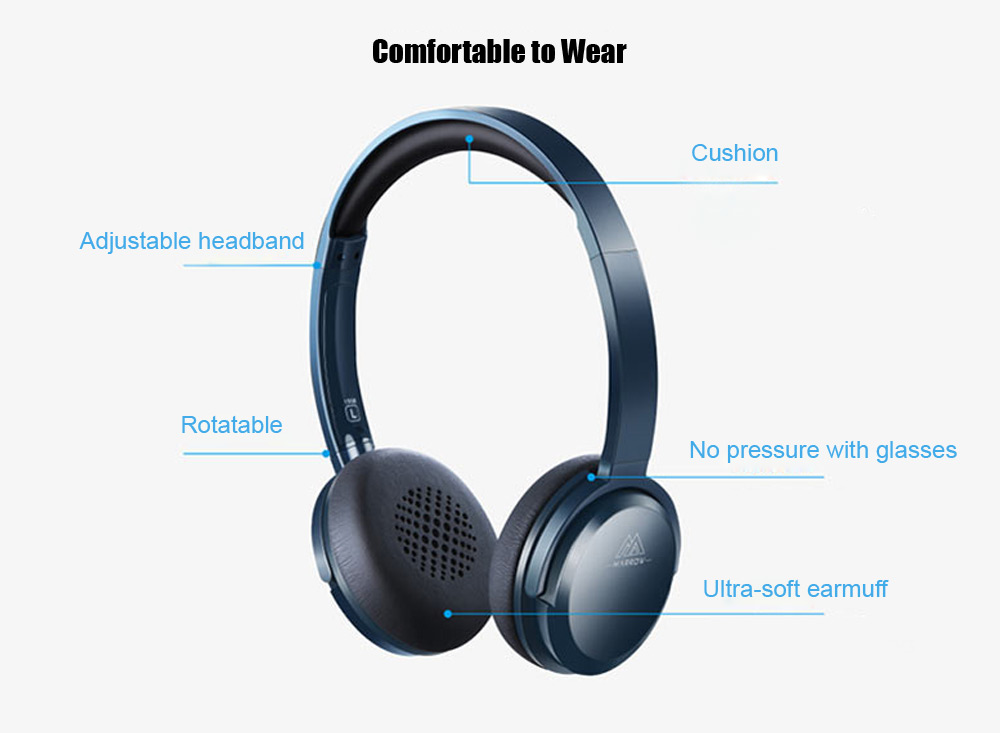 MARROW 155B Wireless Bluetooth 4.0 Music Headband Headphones Support Hands-free Calls Volume Control