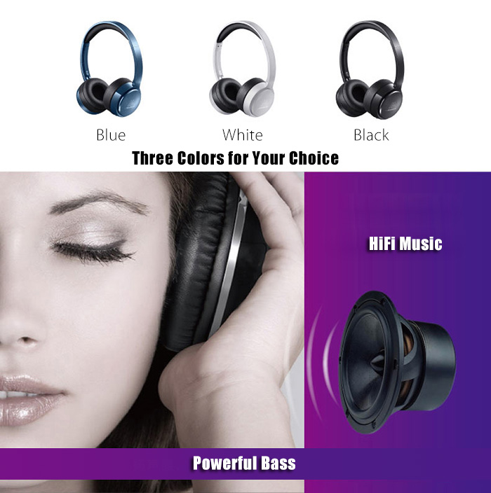 MARROW 303B Wireless Bluetooth 4.0 Headband Headphones Volume Control Super Bass