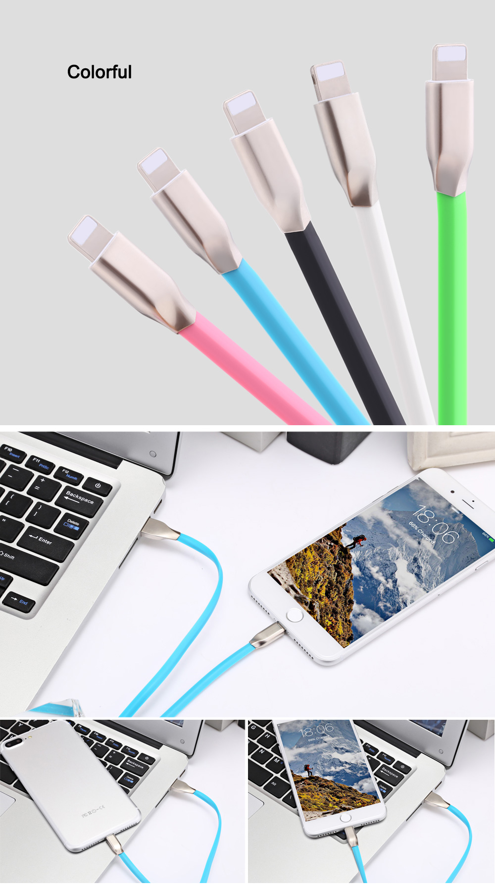 8 Pin Aluminum Alloy Copper Core Charge Data Transfer Cable 0.9M 8 Pin Aluminum Alloy Copper Core Charge Data Transfer Cable 0.9M