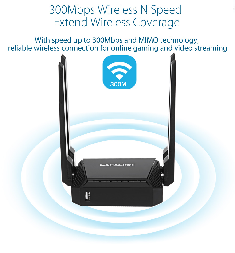 LAFALINK LF - R390 300Mbps High Power 4 x 6dBi Wireless Router LAFALINK LF - R390 300Mbps High Power 4 x 6dBi Wireless Router