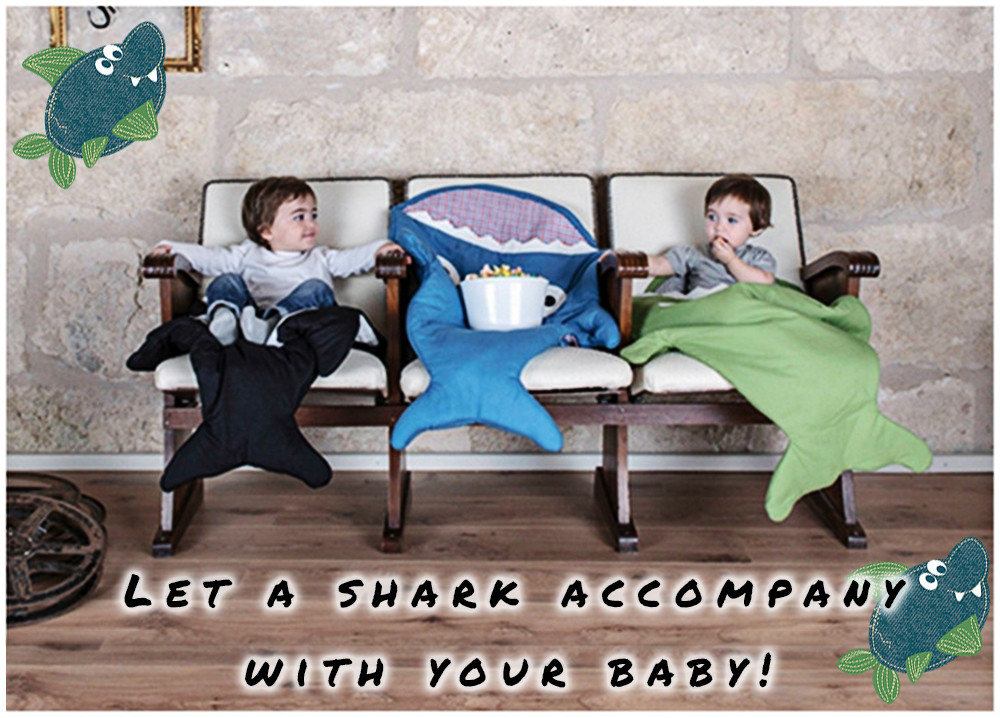 Cute Cartoon Shark Babies Sleep Bag Thick Winter Infant Blanket Warm Swaddle
