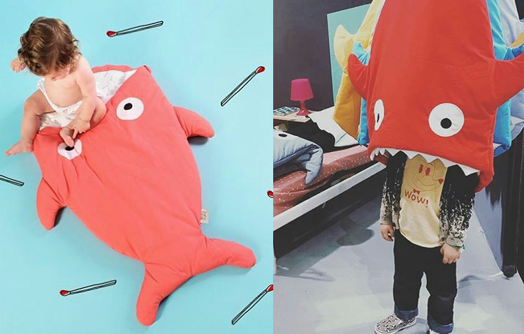 Cute Cartoon Shark Babies Sleep Bag Thick Winter Infant Blanket Warm Swaddle