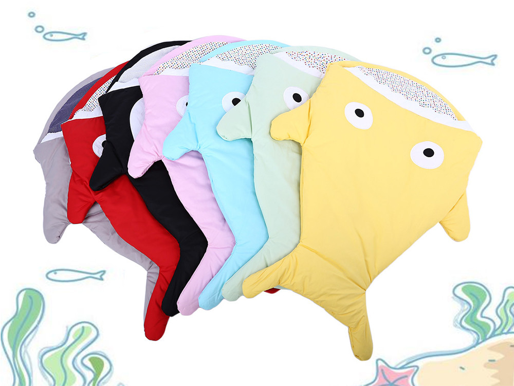 Cute Cartoon Shark Babies Sleep Bag Thick Winter Infant Blanket Warm Swaddle