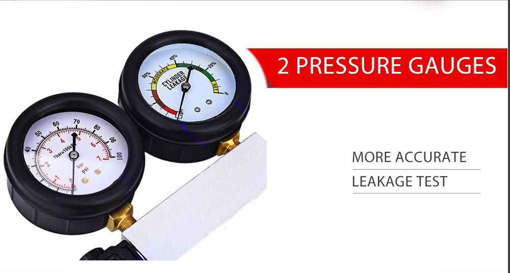 TU - 21 Engine Cylinder Leakage Tester Dual Pressure Gauge Diagnostic Kit TU - 21 Engine Cylinder Leakage Tester Dual Pressure Gauge Diagnostic Kit