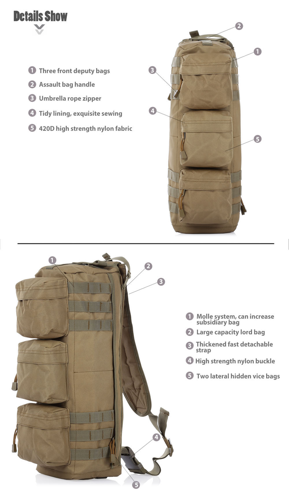 FREEKNIGHT BL016 Molle Assault Shoulder Bag Messenger Military Hiking Camping Pack