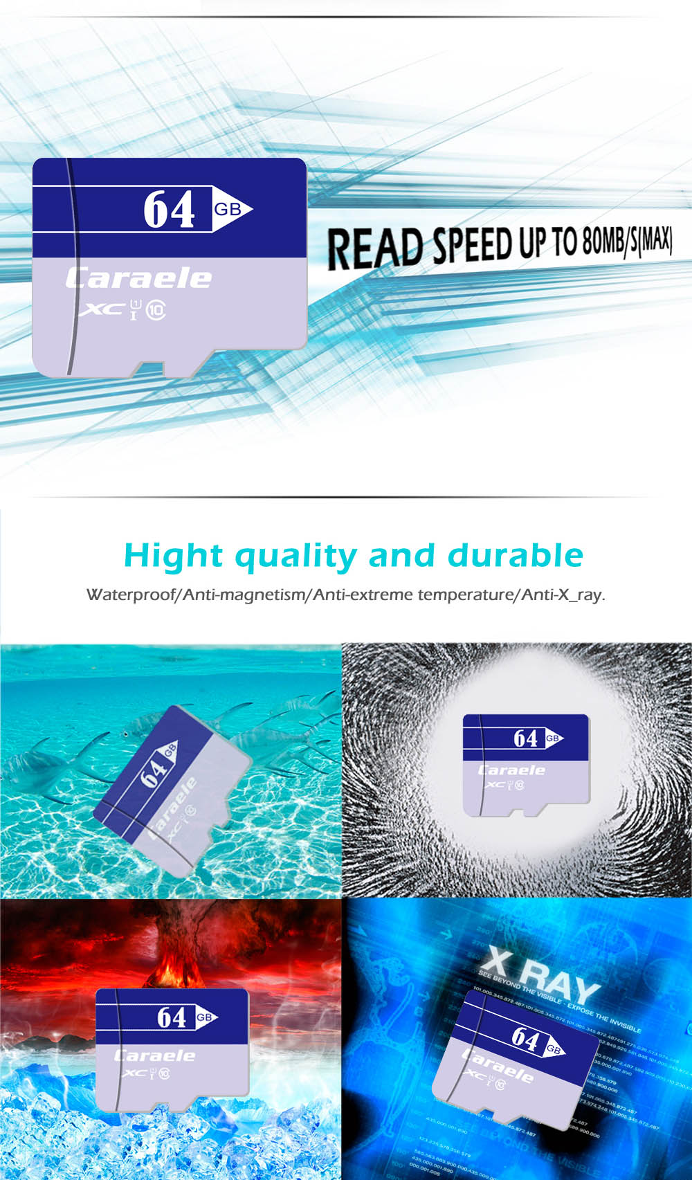 Caraele Multi-storage TF / Micro SD Memory Card XC Class 10 UHS-I