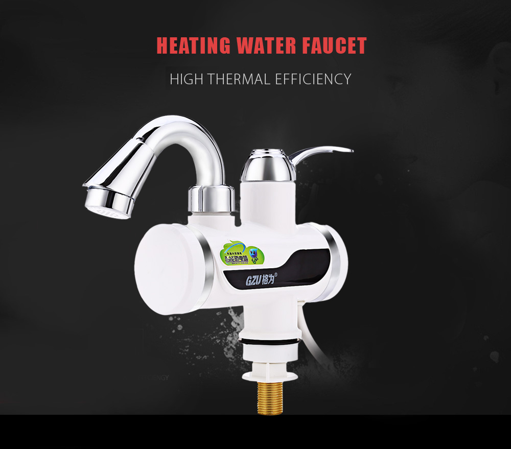 GZU Instant Electric Water Heater Kitchen Bathroom LCD Temperature Display Heating Faucet with Shower Head