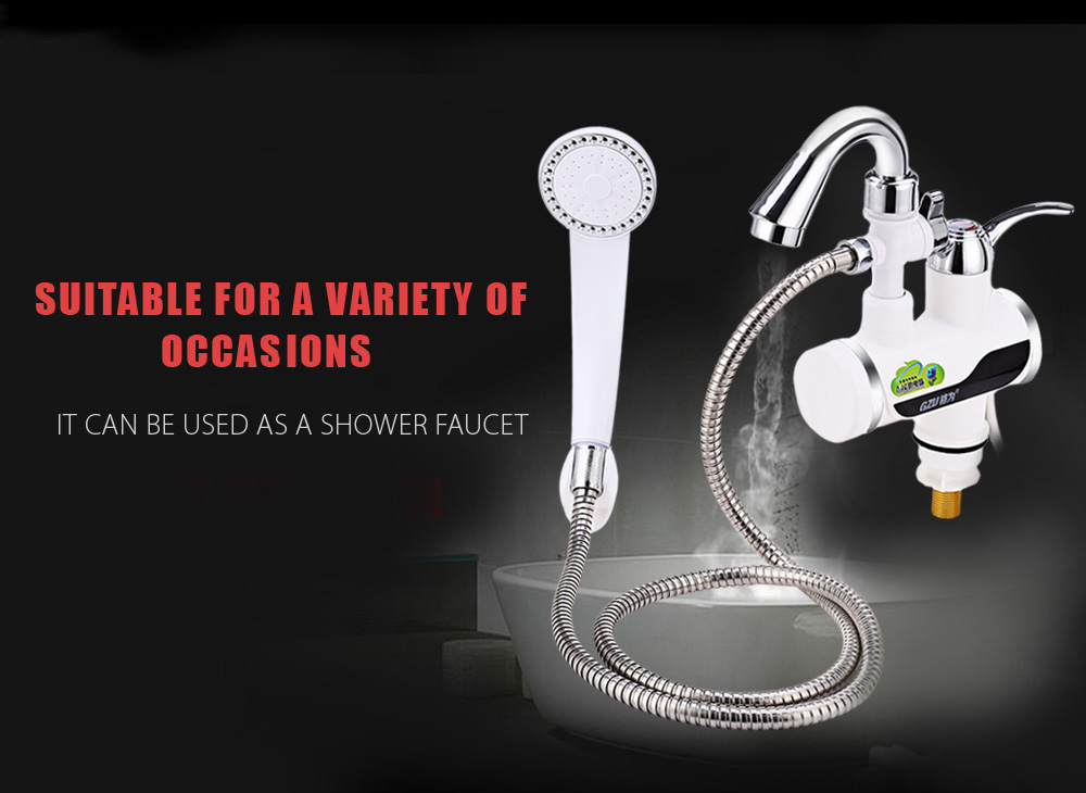 GZU Instant Electric Water Heater Kitchen Bathroom LCD Temperature Display Heating Faucet with Shower Head GZU Instant Electric Water Heater Kitchen Bathroom LCD Temperature Display Heating Faucet with Shower Head