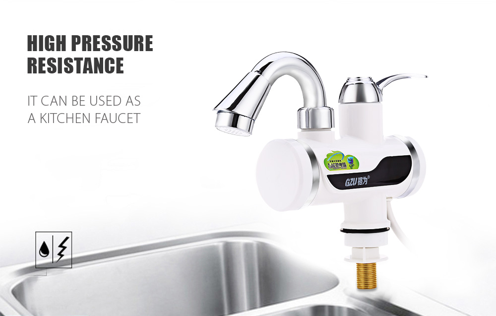 GZU Instant Electric Water Heater Kitchen Bathroom LCD Temperature Display Heating Faucet with Shower Head GZU Instant Electric Water Heater Kitchen Bathroom LCD Temperature Display Heating Faucet with Shower Head