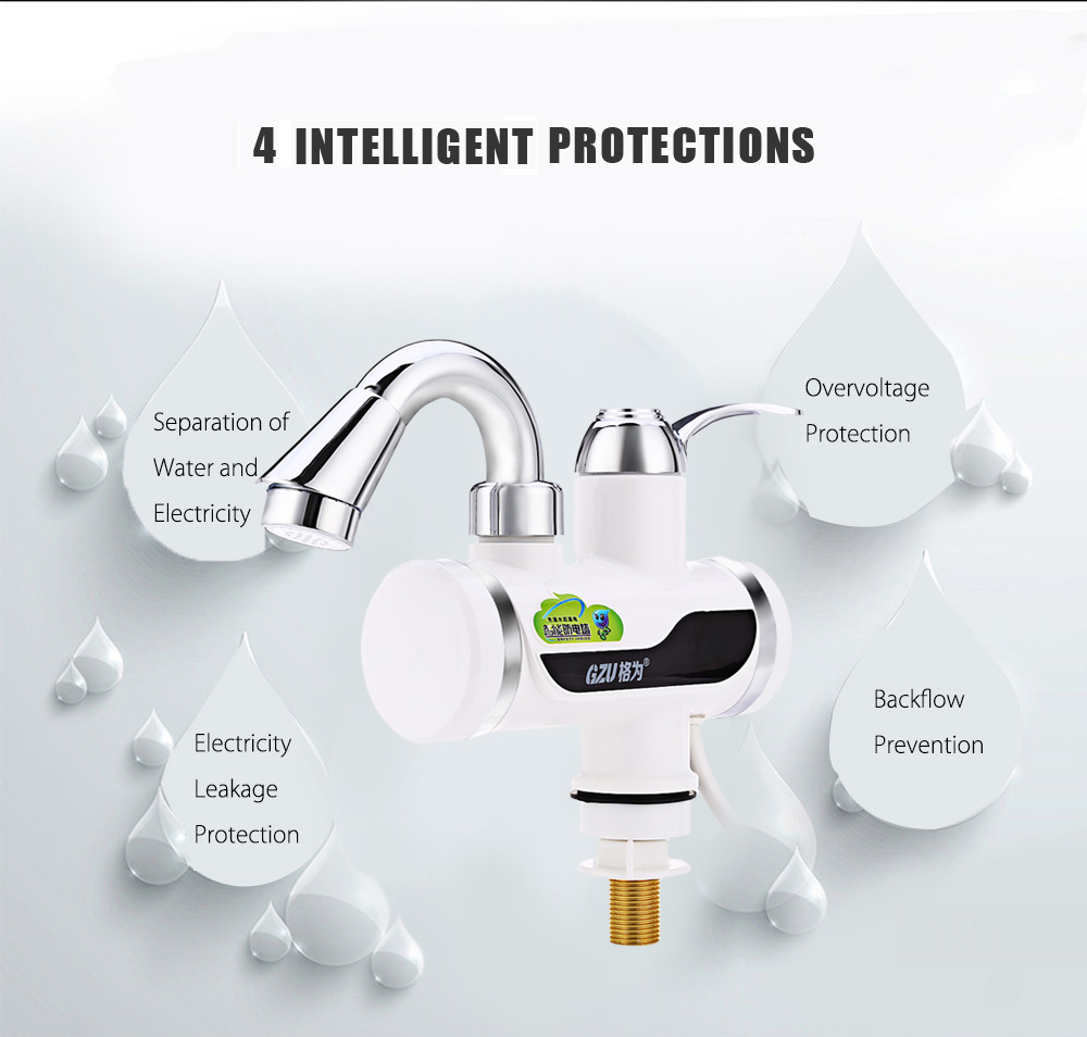 GZU Instant Electric Water Heater Kitchen Bathroom LCD Temperature Display Heating Faucet with Shower Head GZU Instant Electric Water Heater Kitchen Bathroom LCD Temperature Display Heating Faucet with Shower Head