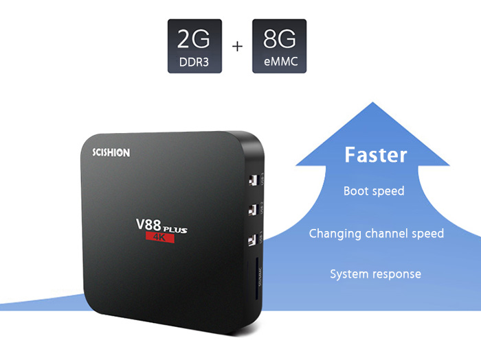 SCISHION V88 plus TV Box Rockchip 3229 Quad-core Android WiFi H.265 VP9 4K Smart Media Player SCISHION V88 plus TV Box Rockchip 3229 Quad-core Android WiFi H.265 VP9 4K Smart Media Player