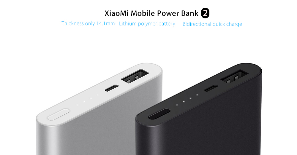 Original Xiaomi Bidirectional Quick Charge 10000mAh Portable Power Bank 2 Aluminium Alloy Housing Ultra-thin Body Original Xiaomi Bidirectional Quick Charge 10000mAh Portable Power Bank 2 Aluminium Alloy Housing Ultra-thin Body