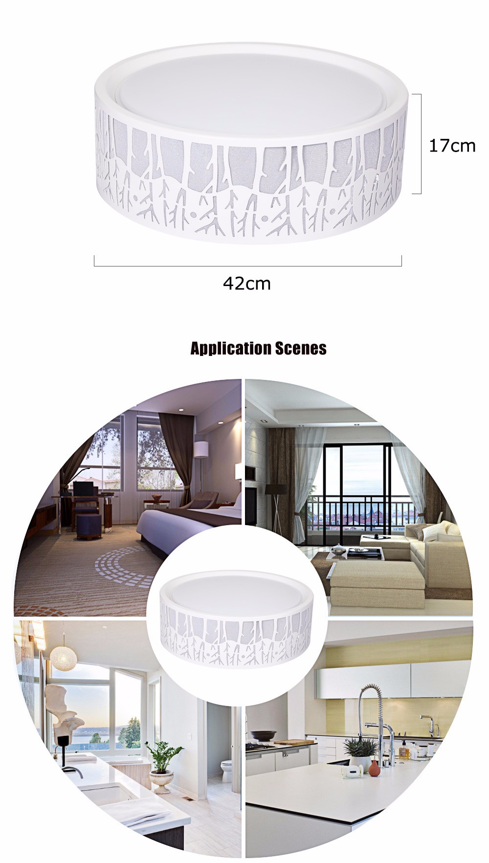 Round AC 220V 36W 2880LM SMD 5730 LED Dimmable Ceiling Light Bedroom Lamp
