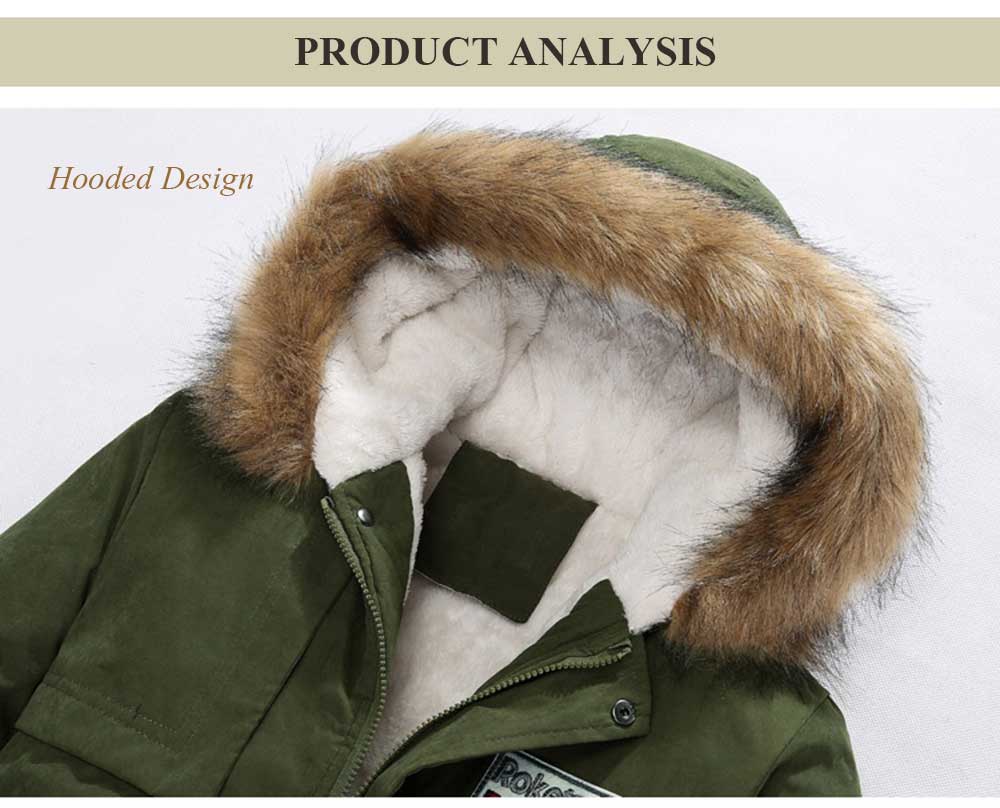 Casual Shoulder Mark Decoration Draw String Warm Hooded Coat for Men