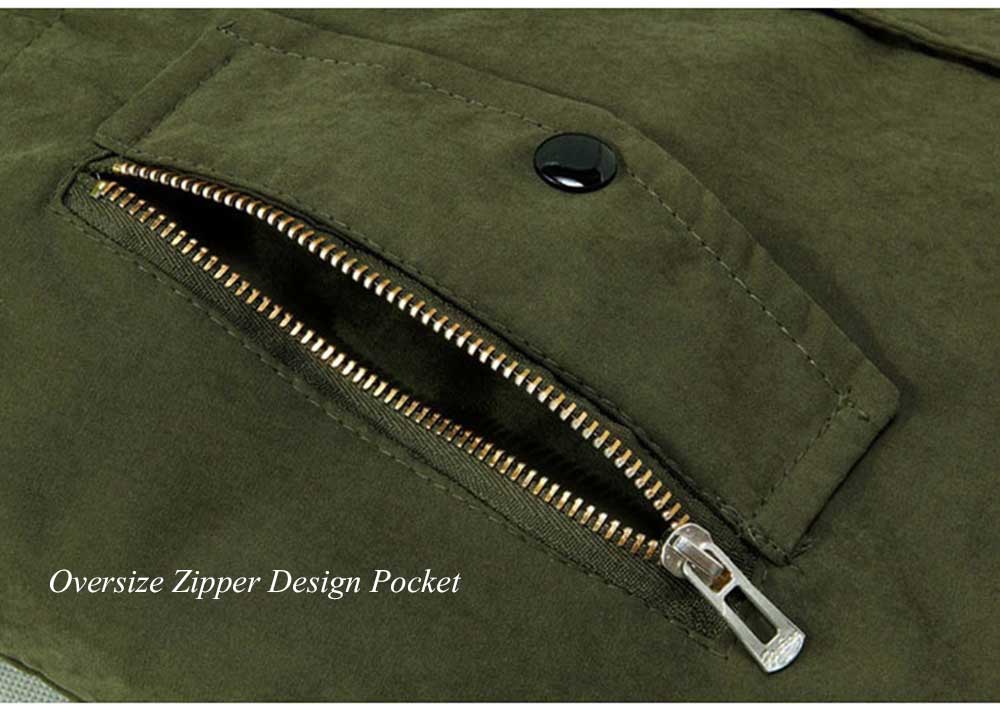 Casual Shoulder Mark Decoration Draw String Warm Hooded Coat for Men