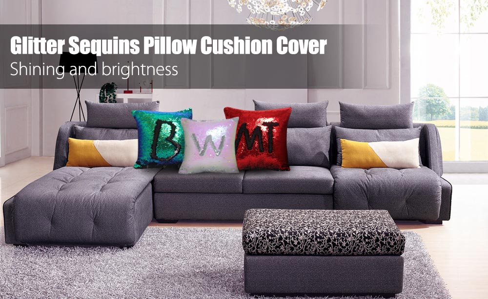 40 x 40cm DIY Two Tone Glitter Sequins Throw Pillow Decorative Cushion Cover 40 x 40cm DIY Two Tone Glitter Sequins Throw Pillow Decorative Cushion Cover