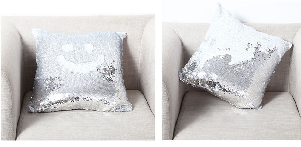 40 x 40cm DIY Two Tone Glitter Sequins Throw Pillow Decorative Cushion Cover