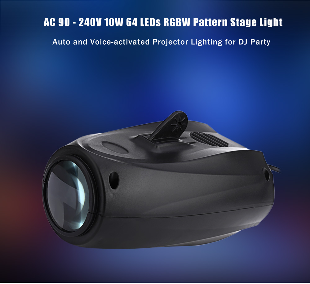 AC 90 - 240V 10W 64 LEDs RGBW Pattern Stage Light Auto Voice-activated Projector Lighting for DJ Party Wedding Club AC 90 - 240V 10W 64 LEDs RGBW Pattern Stage Light Auto Voice-activated Projector Lighting for DJ Party Wedding Club