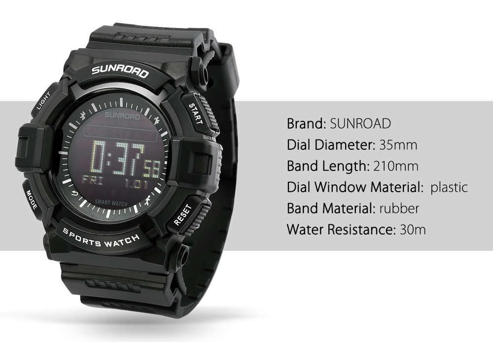 SUNROAD FR9211B Outdoor Sport Smart Watch Heart Rate Monitor Pedometer Bluetooth 4.0 Wristwatch