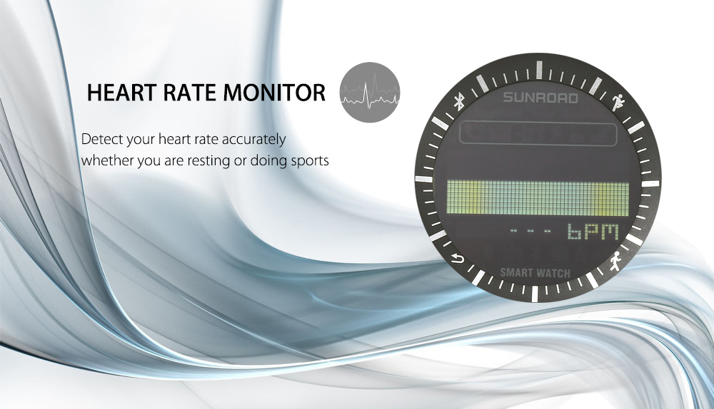 SUNROAD FR9211B Outdoor Sport Smart Watch Heart Rate Monitor Pedometer Bluetooth 4.0 Wristwatch