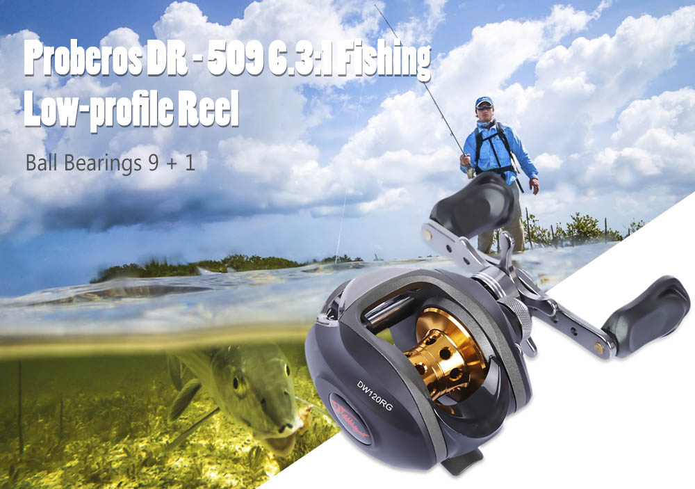 Proberos DR - 509 6.3:1 9 + 1 Ball Bearings Metal Spool Spinning Fishing Low-profile Reel Proberos DR - 509 6.3:1 9 + 1 Ball Bearings Metal Spool Spinning Fishing Low-profile Reel