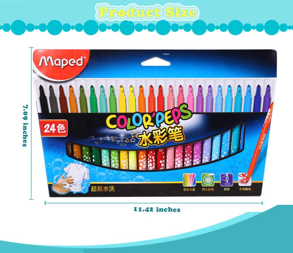 Maped Universal Bright Colorful Watercolor Brush Pen Water Based Marker with 24 Colors Maped Universal Bright Colorful Watercolor Brush Pen Water Based Marker with 24 Colors
