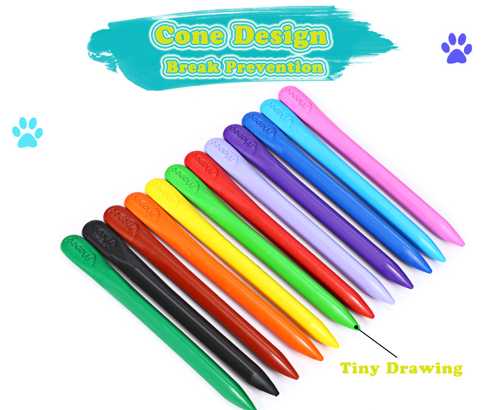 Maped Universal Bright Colorful Bar Plastic Crayon with 12 Colors Maped Universal Bright Colorful Bar Plastic Crayon with 12 Colors